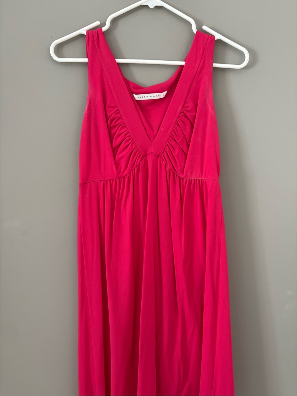 Susana Monaco Hot Pink Sleeveless V-Neck Maxi Dress